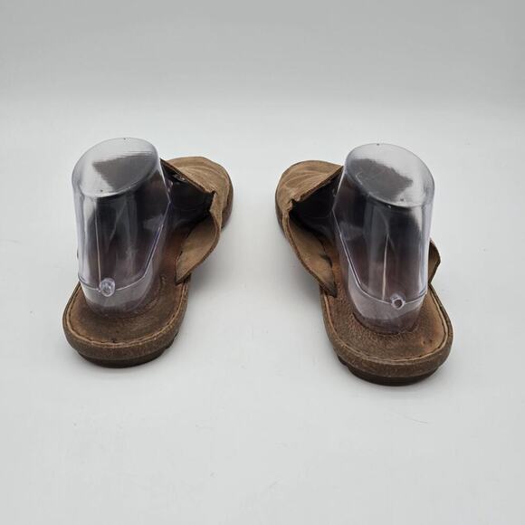 Born Sandals Womens 11 Brown Mesilla Flats Open Toe Slides Slip On Leather Suede - Picture 4 of 12